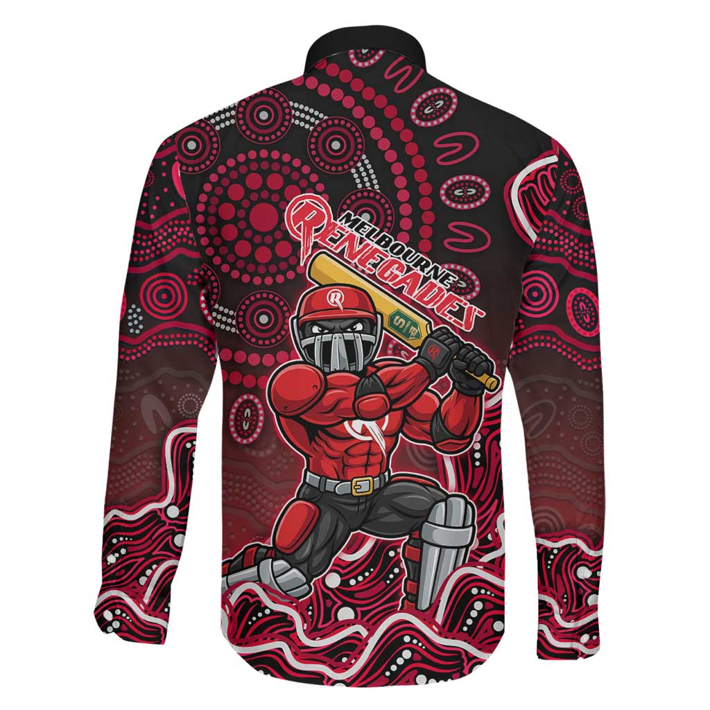 Melbourne Renegades Cricket Mascot Family Matching Summer Maxi Dress and Hawaiian Shirt Aboriginal Dot Art Red And Black Tribal Pattern