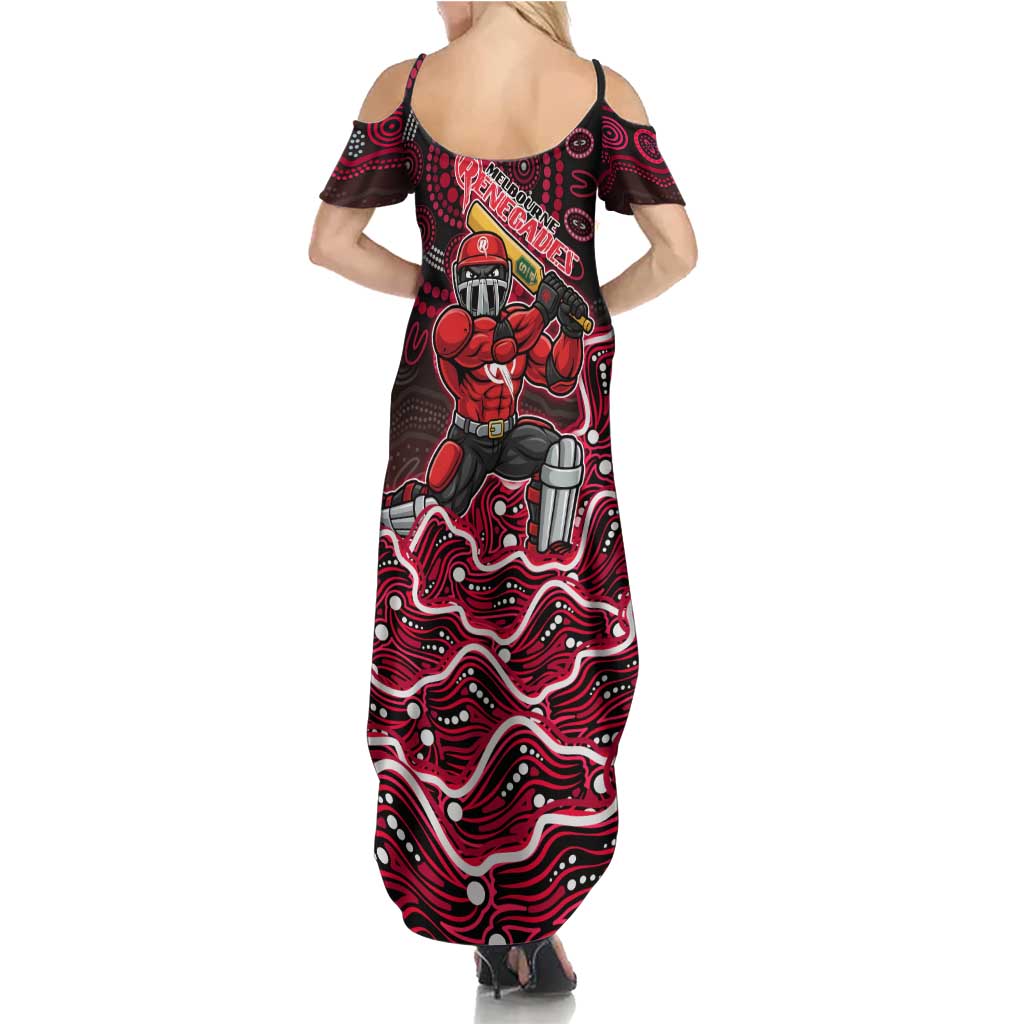 Melbourne Renegades Cricket Mascot Family Matching Summer Maxi Dress and Hawaiian Shirt Aboriginal Dot Art Red And Black Tribal Pattern