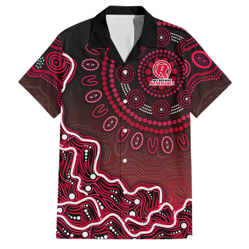 Melbourne Renegades Cricket Mascot Family Matching Tank Maxi Dress and Hawaiian Shirt Aboriginal Dot Art Red And Black Tribal Pattern