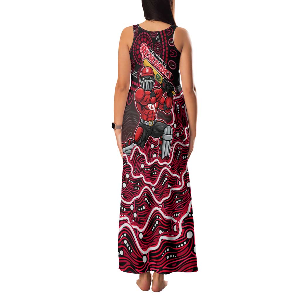 Melbourne Renegades Cricket Mascot Family Matching Tank Maxi Dress and Hawaiian Shirt Aboriginal Dot Art Red And Black Tribal Pattern