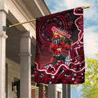 Melbourne Renegades Cricket Mascot Garden Flag Aboriginal Dot Art Red And Black Tribal Pattern