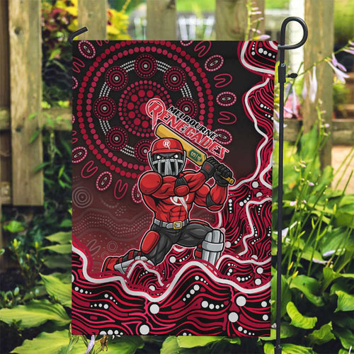 Melbourne Renegades Cricket Mascot Garden Flag Aboriginal Dot Art Red And Black Tribal Pattern