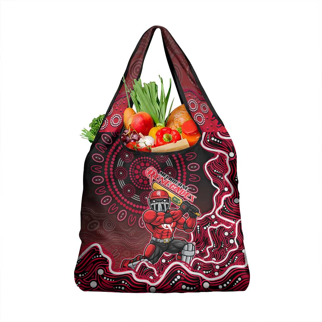 Melbourne Renegades Cricket Mascot Grocery Bag Aboriginal Dot Art Red And Black Tribal Pattern