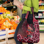 Melbourne Renegades Cricket Mascot Grocery Bag Aboriginal Dot Art Red And Black Tribal Pattern
