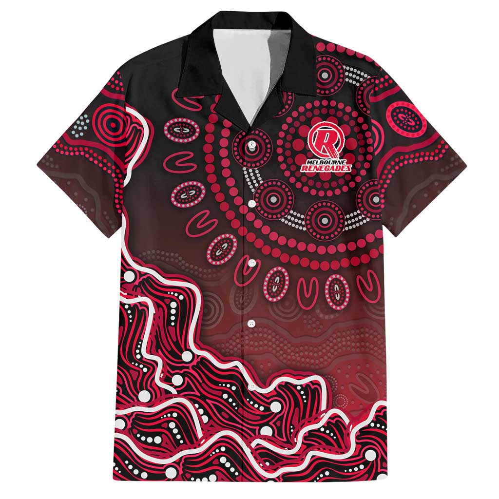 Melbourne Renegades Cricket Mascot Hawaiian Shirt Aboriginal Dot Art Red And Black Tribal Pattern