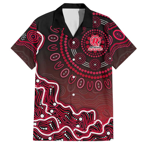 Melbourne Renegades Cricket Mascot Hawaiian Shirt Aboriginal Dot Art Red And Black Tribal Pattern