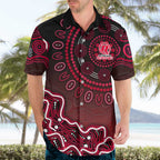 Melbourne Renegades Cricket Mascot Hawaiian Shirt Aboriginal Dot Art Red And Black Tribal Pattern