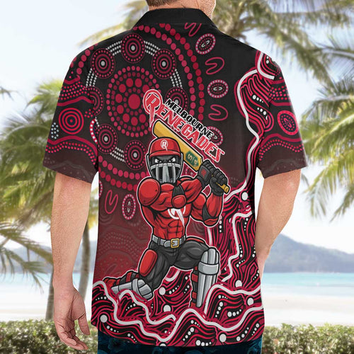 Melbourne Renegades Cricket Mascot Hawaiian Shirt Aboriginal Dot Art Red And Black Tribal Pattern
