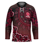 Melbourne Renegades Cricket Mascot Hockey Jersey Aboriginal Dot Art Red And Black Tribal Pattern