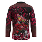 Melbourne Renegades Cricket Mascot Hockey Jersey Aboriginal Dot Art Red And Black Tribal Pattern