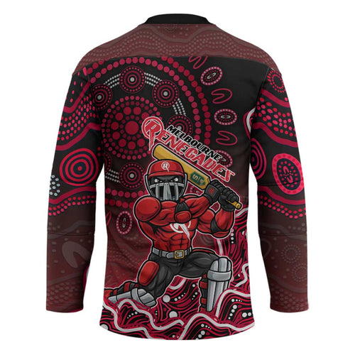 Melbourne Renegades Cricket Mascot Hockey Jersey Aboriginal Dot Art Red And Black Tribal Pattern