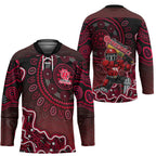 Melbourne Renegades Cricket Mascot Hockey Jersey Aboriginal Dot Art Red And Black Tribal Pattern