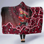 Melbourne Renegades Cricket Mascot Hooded Blanket Aboriginal Dot Art Red And Black Tribal Pattern
