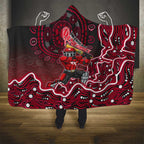 Melbourne Renegades Cricket Mascot Hooded Blanket Aboriginal Dot Art Red And Black Tribal Pattern