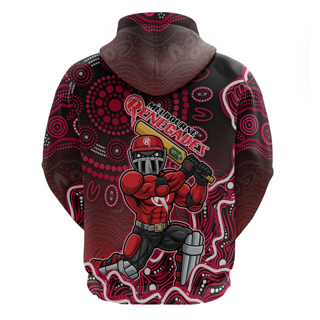 Melbourne Renegades Cricket Mascot Hoodie Aboriginal Dot Art Red And Black Tribal Pattern