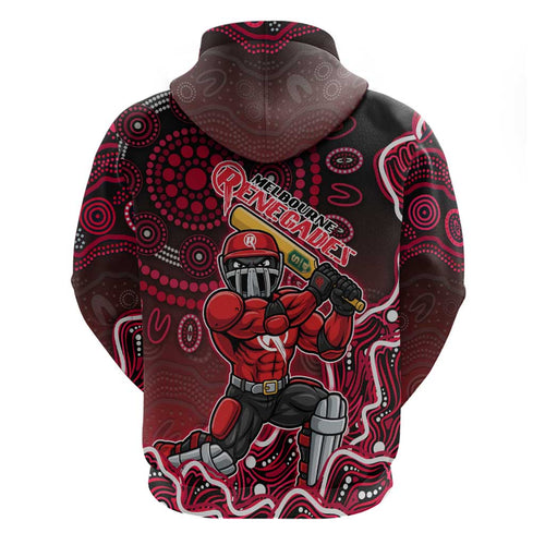 Melbourne Renegades Cricket Mascot Hoodie Aboriginal Dot Art Red And Black Tribal Pattern