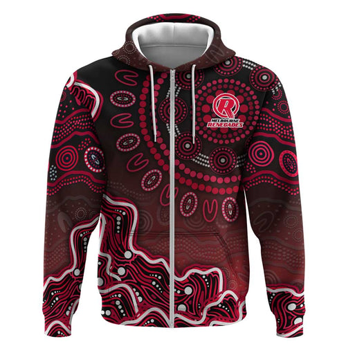 Melbourne Renegades Cricket Mascot Hoodie Aboriginal Dot Art Red And Black Tribal Pattern