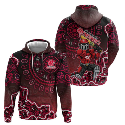 Melbourne Renegades Cricket Mascot Hoodie Aboriginal Dot Art Red And Black Tribal Pattern