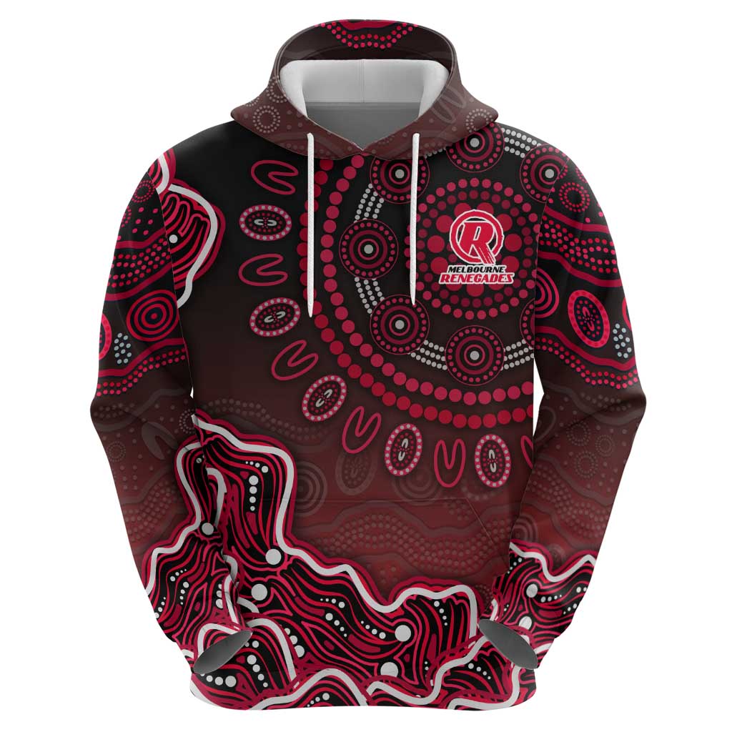 Melbourne Renegades Cricket Mascot Hoodie Aboriginal Dot Art Red And Black Tribal Pattern