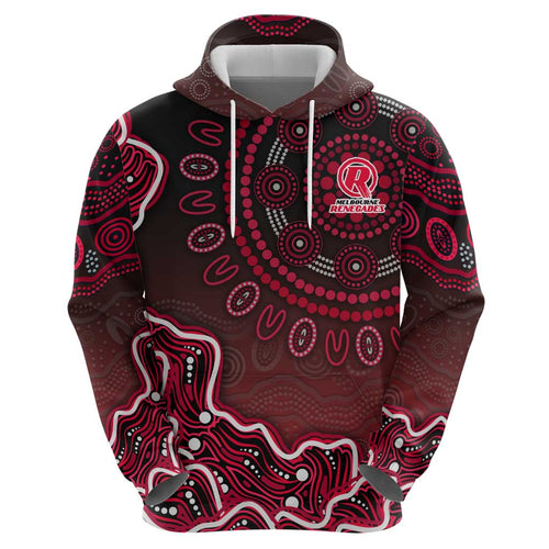 Melbourne Renegades Cricket Mascot Hoodie Aboriginal Dot Art Red And Black Tribal Pattern
