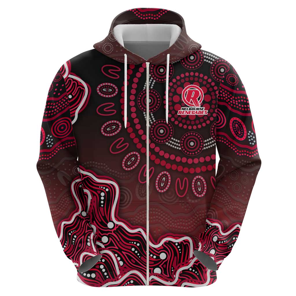 Melbourne Renegades Cricket Mascot Hoodie Aboriginal Dot Art Red And Black Tribal Pattern