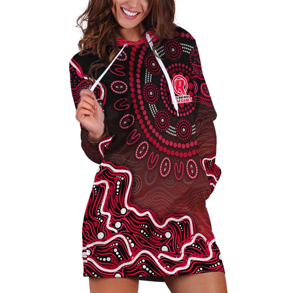 Melbourne Renegades Cricket Mascot Hoodie Dress Aboriginal Dot Art Red And Black Tribal Pattern