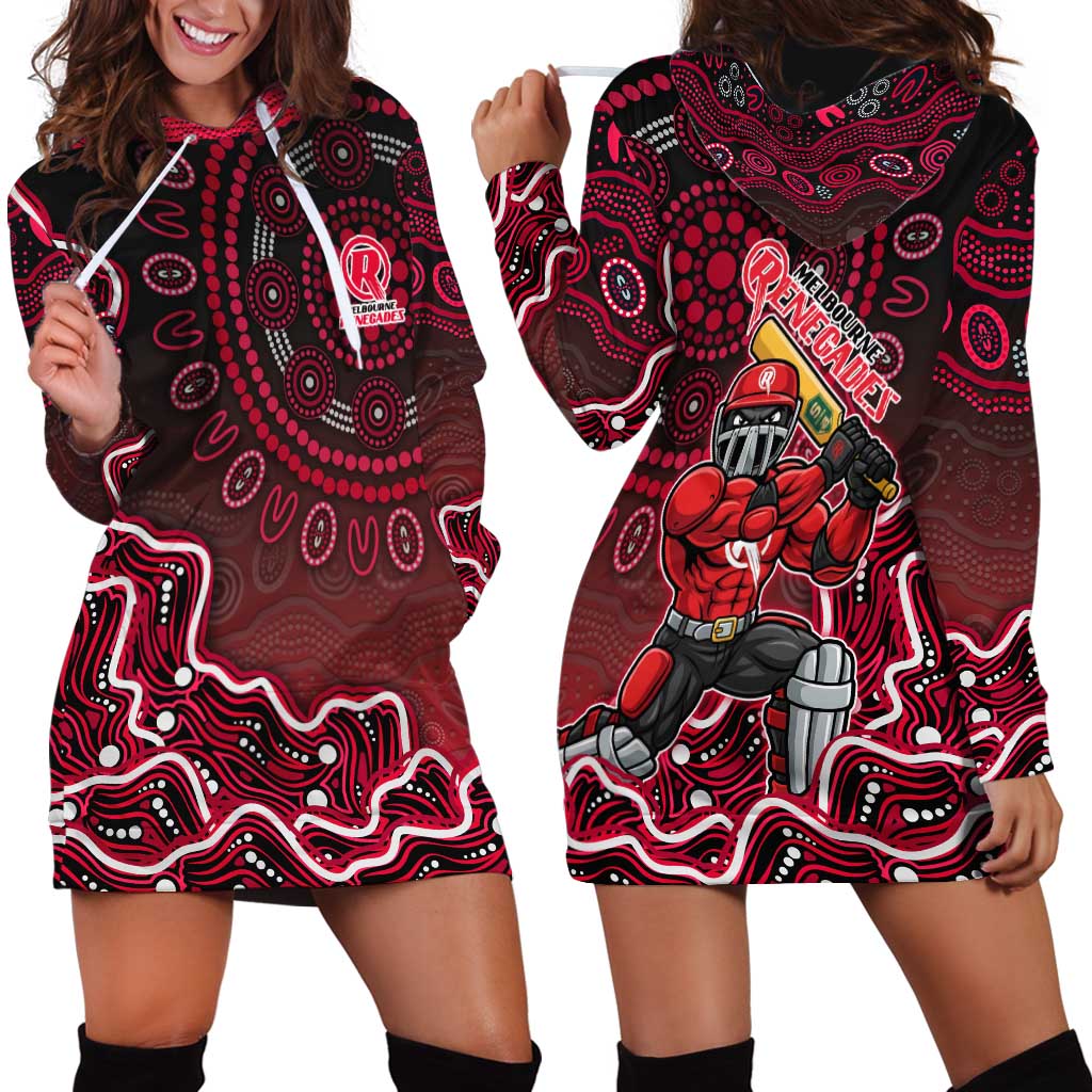 Melbourne Renegades Cricket Mascot Hoodie Dress Aboriginal Dot Art Red And Black Tribal Pattern