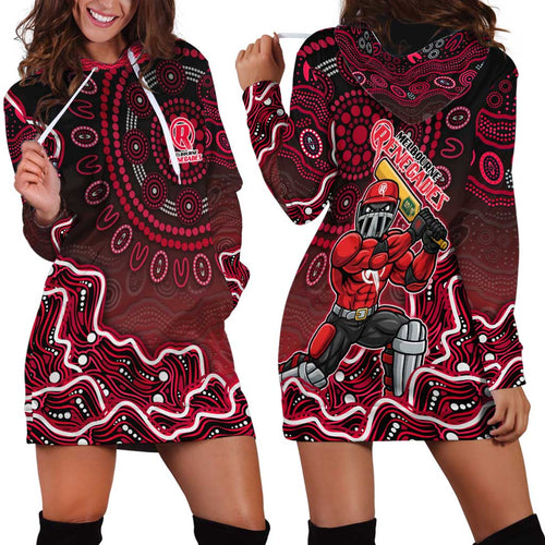 Melbourne Renegades Cricket Mascot Hoodie Dress Aboriginal Dot Art Red And Black Tribal Pattern