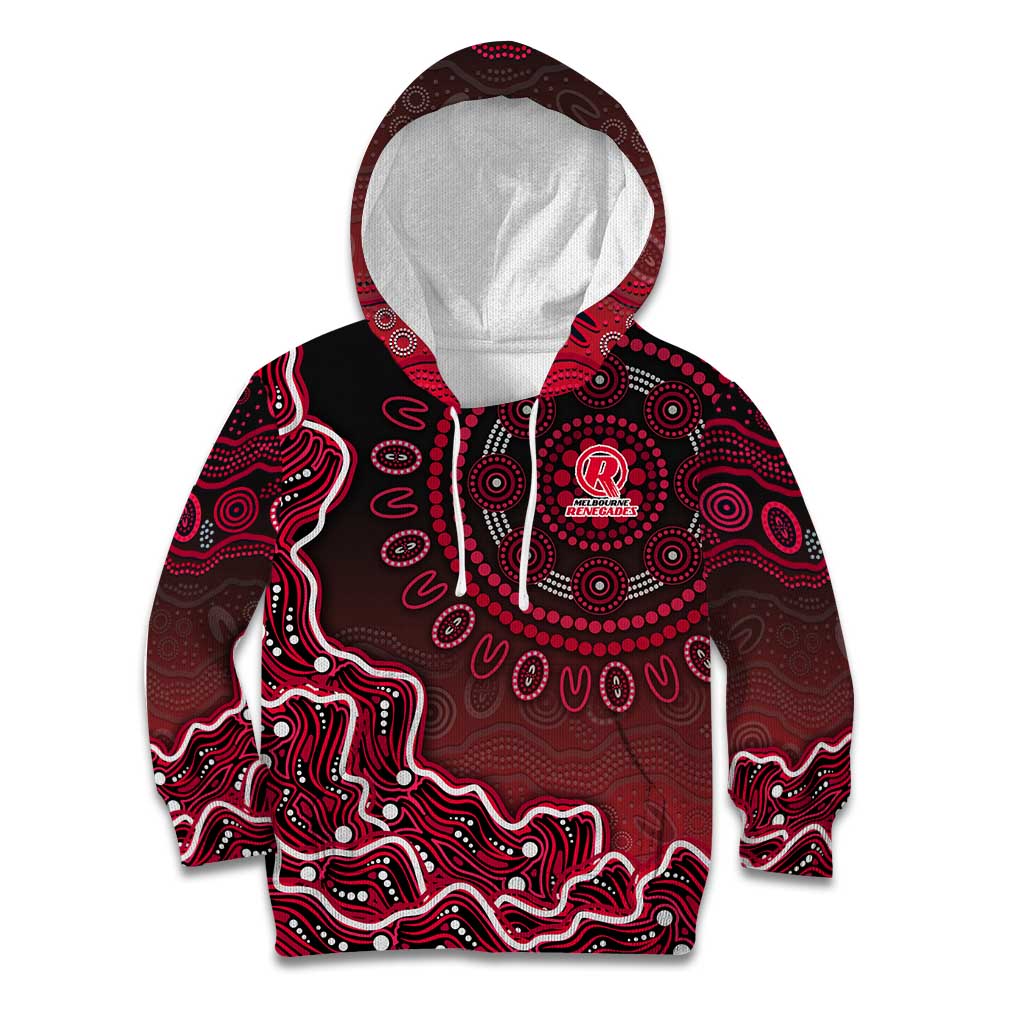 Melbourne Renegades Cricket Mascot Kid Hoodie Aboriginal Dot Art Red And Black Tribal Pattern
