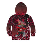 Melbourne Renegades Cricket Mascot Kid Hoodie Aboriginal Dot Art Red And Black Tribal Pattern
