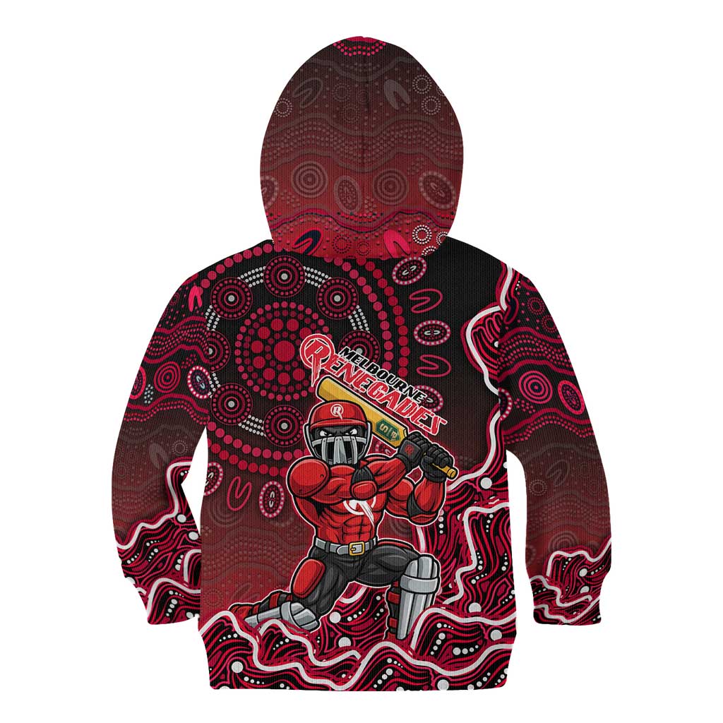 Melbourne Renegades Cricket Mascot Kid Hoodie Aboriginal Dot Art Red And Black Tribal Pattern