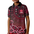 Melbourne Renegades Cricket Mascot Kid Polo Shirt Aboriginal Dot Art Red And Black Tribal Pattern