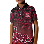 Melbourne Renegades Cricket Mascot Kid Polo Shirt Aboriginal Dot Art Red And Black Tribal Pattern