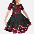 Melbourne Renegades Cricket Mascot Kid Short Sleeve Dress Aboriginal Dot Art Red And Black Tribal Pattern