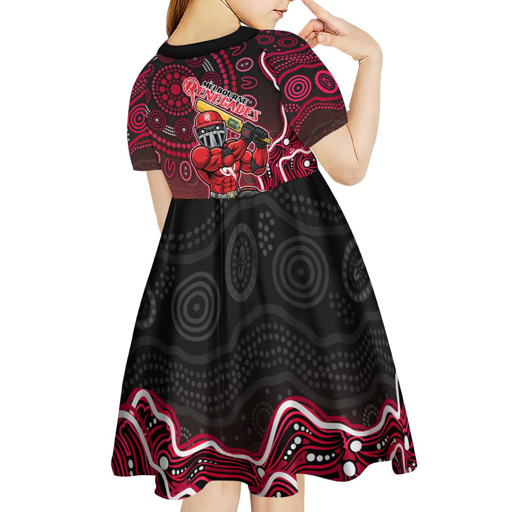 Melbourne Renegades Cricket Mascot Kid Short Sleeve Dress Aboriginal Dot Art Red And Black Tribal Pattern