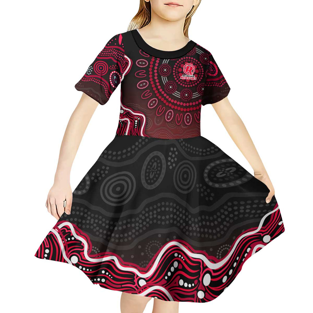 Melbourne Renegades Cricket Mascot Kid Short Sleeve Dress Aboriginal Dot Art Red And Black Tribal Pattern