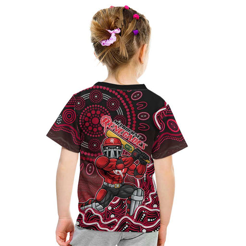 Melbourne Renegades Cricket Mascot Kid T Shirt Aboriginal Dot Art Red And Black Tribal Pattern