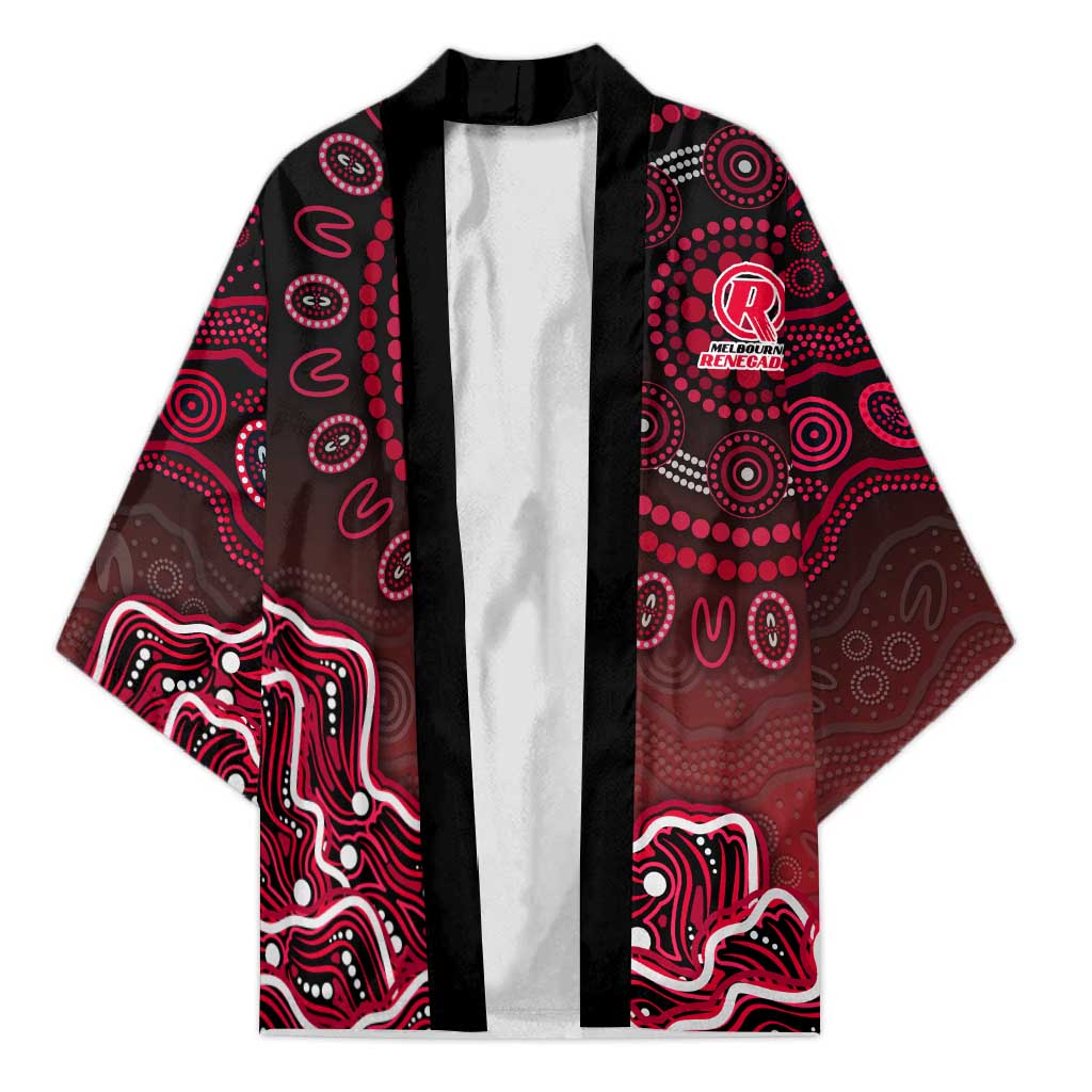 Melbourne Renegades Cricket Mascot Kimono Aboriginal Dot Art Red And Black Tribal Pattern