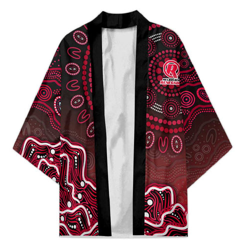 Melbourne Renegades Cricket Mascot Kimono Aboriginal Dot Art Red And Black Tribal Pattern