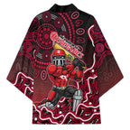 Melbourne Renegades Cricket Mascot Kimono Aboriginal Dot Art Red And Black Tribal Pattern