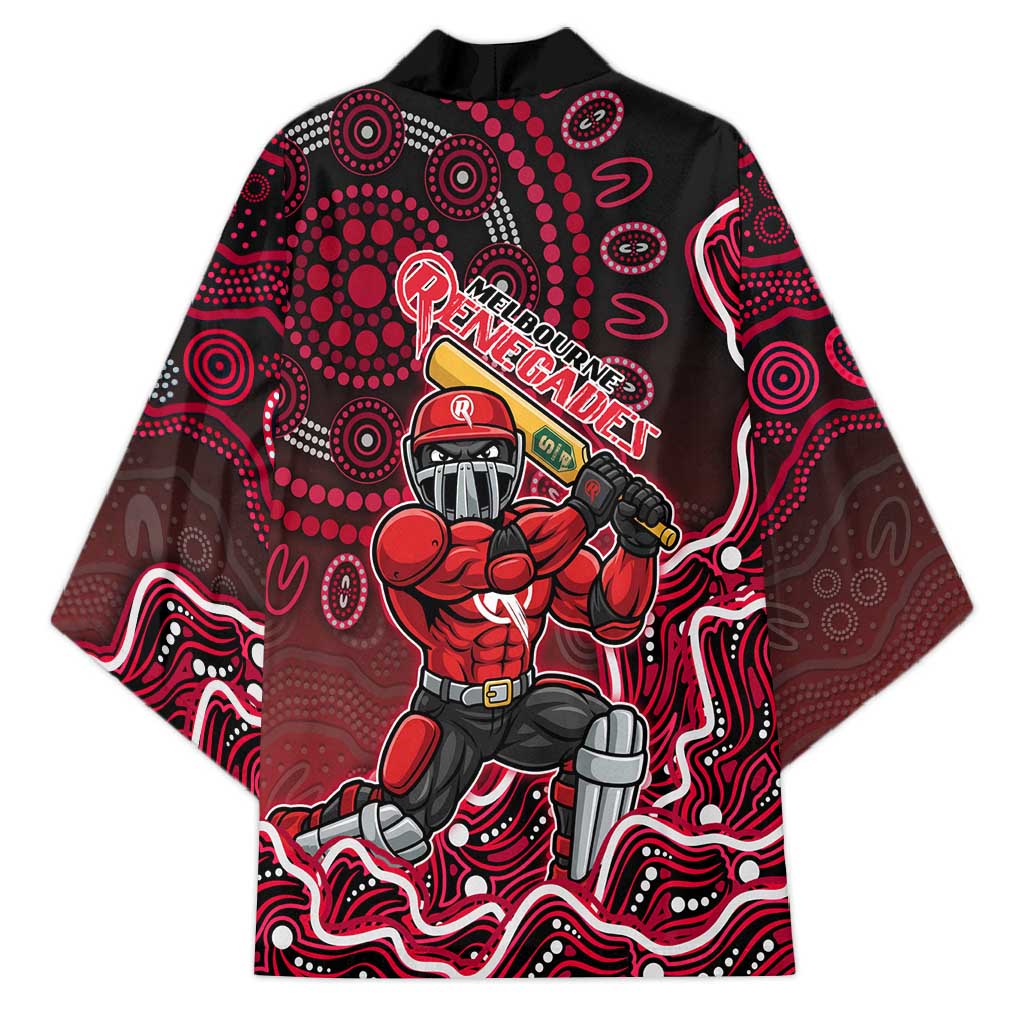 Melbourne Renegades Cricket Mascot Kimono Aboriginal Dot Art Red And Black Tribal Pattern