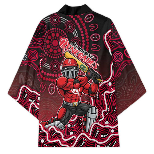 Melbourne Renegades Cricket Mascot Kimono Aboriginal Dot Art Red And Black Tribal Pattern