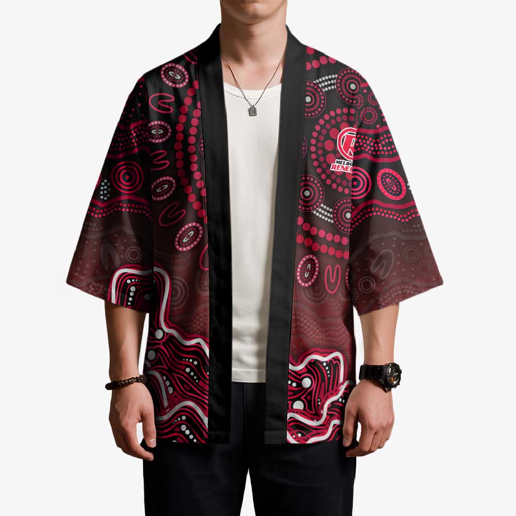 Melbourne Renegades Cricket Mascot Kimono Aboriginal Dot Art Red And Black Tribal Pattern