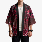Melbourne Renegades Cricket Mascot Kimono Aboriginal Dot Art Red And Black Tribal Pattern