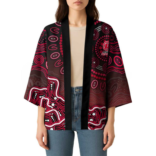 Melbourne Renegades Cricket Mascot Kimono Aboriginal Dot Art Red And Black Tribal Pattern