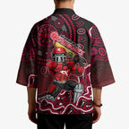 Melbourne Renegades Cricket Mascot Kimono Aboriginal Dot Art Red And Black Tribal Pattern