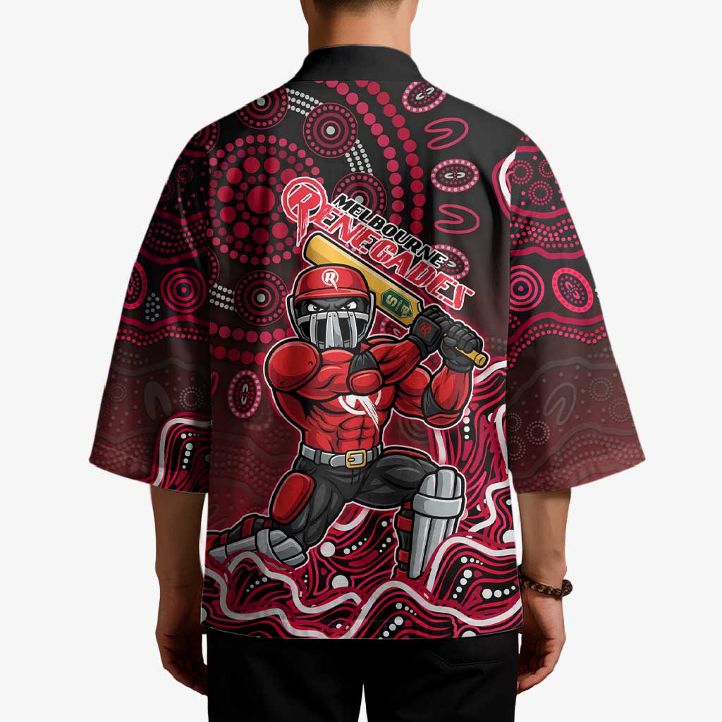 Melbourne Renegades Cricket Mascot Kimono Aboriginal Dot Art Red And Black Tribal Pattern
