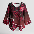 Melbourne Renegades Cricket Mascot Kimono Sleeve Blouse Aboriginal Dot Art Red And Black Tribal Pattern