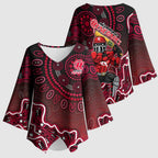 Melbourne Renegades Cricket Mascot Kimono Sleeve Blouse Aboriginal Dot Art Red And Black Tribal Pattern