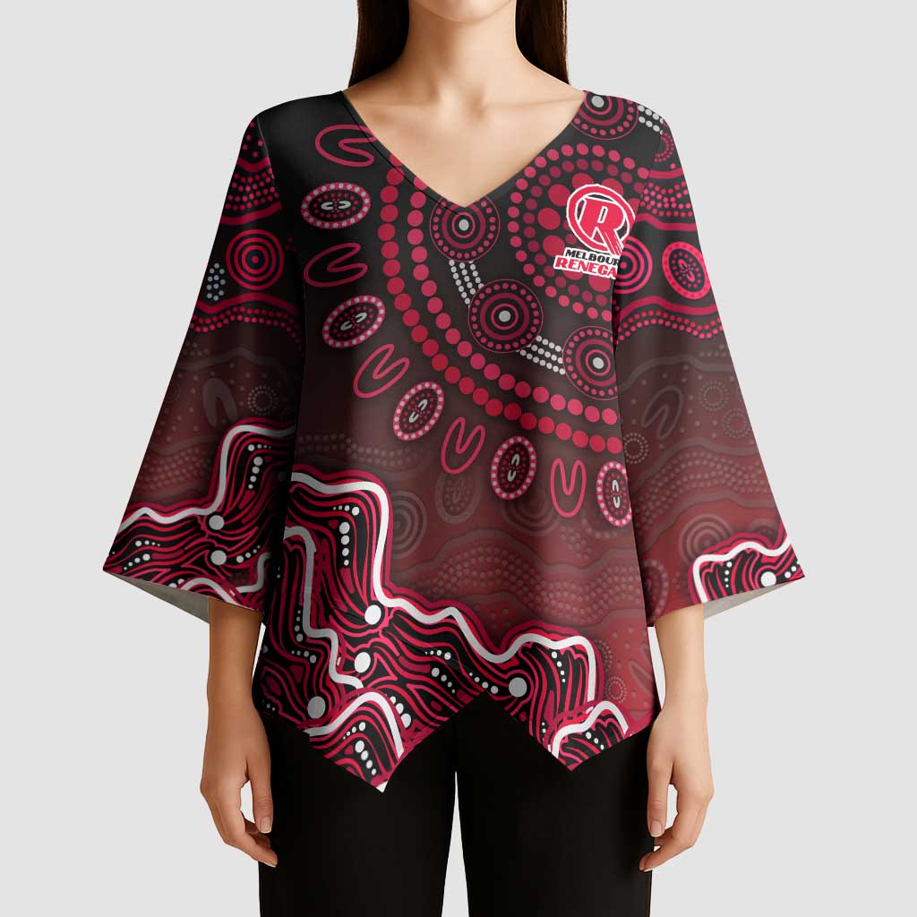 Melbourne Renegades Cricket Mascot Kimono Sleeve Blouse Aboriginal Dot Art Red And Black Tribal Pattern